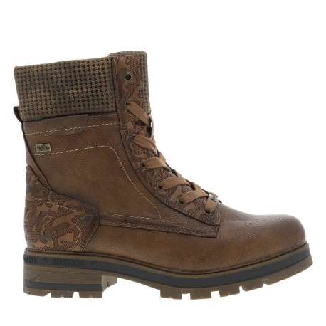 Bottines cognac à talon décroché bas avec des lacets et un zip latéral - Image 2