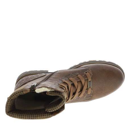 Bottines cognac à talon décroché bas avec des lacets et un zip latéral - Image 4