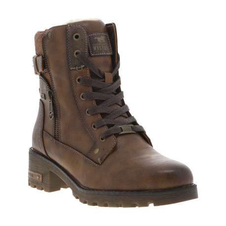 Bottines marron à talon décroché moyen avec des lacets et un zip latéral - Image 3