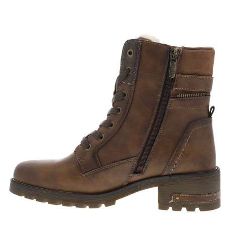 Bottines marron à talon décroché moyen avec des lacets et un zip latéral