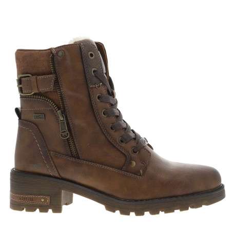 Bottines marron à talon décroché moyen avec des lacets et un zip latéral - Image 2