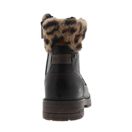 Bottines noires à talon décroché bas avec un zip et des lacets ronds - Image 6