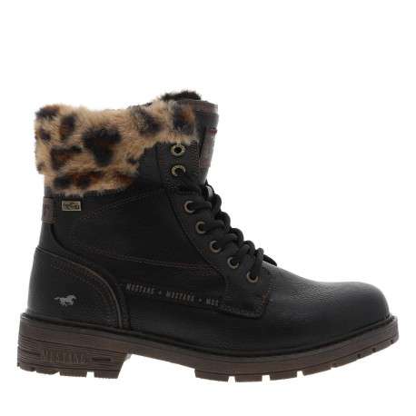 Bottines noires à talon décroché bas avec un zip et des lacets ronds - Image 2