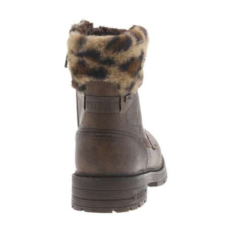 Bottines marron à talon décroché bas avec un zip et des lacets ronds - Image 6
