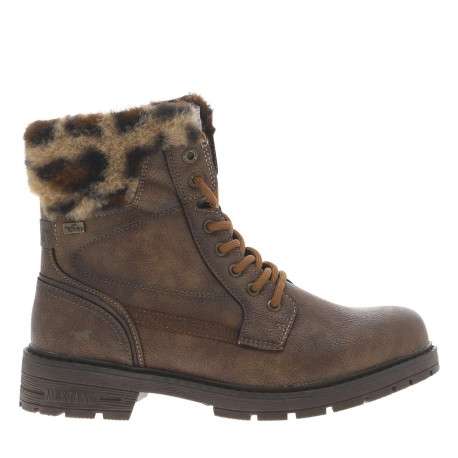 Bottines marron à talon décroché bas avec un zip et des lacets ronds - Image 2