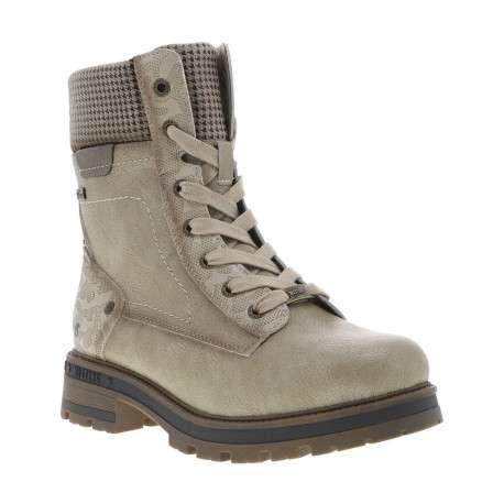 Bottines écrues à talon décroché bas avec des lacets et un zip latéral - Image 3