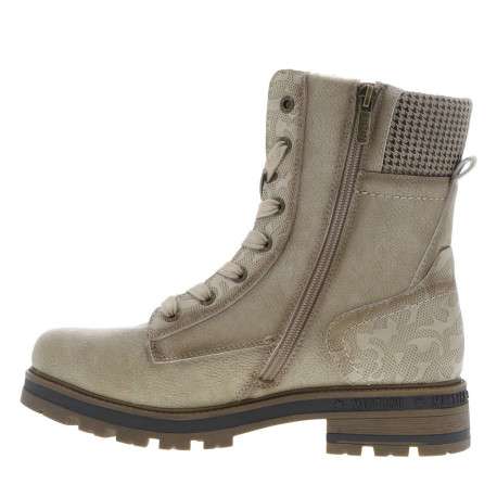 Bottines écrues à talon décroché bas avec des lacets et un zip latéral