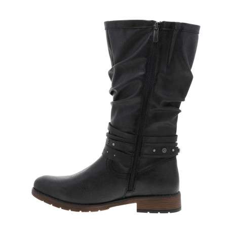 Bottes bleu marine à talon décroché bas avec un zip et une boucle décorative