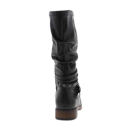 Bottes bleu marine à talon décroché bas avec un zip et une boucle décorative - Image 6