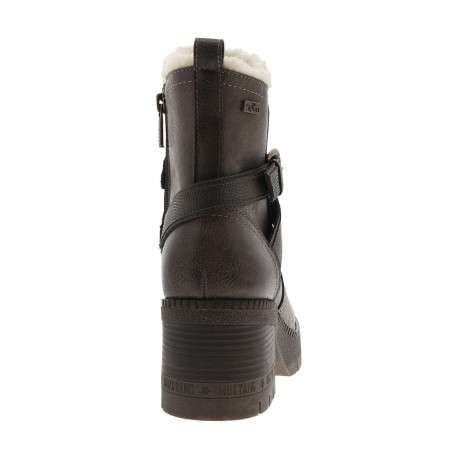 Boots grises à talon décroché moyen avec un zip et une boucle décorative - Image 6