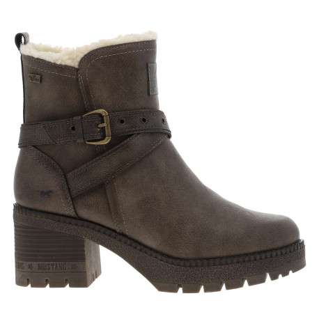 Boots grises à talon décroché moyen avec un zip et une boucle décorative - Image 2