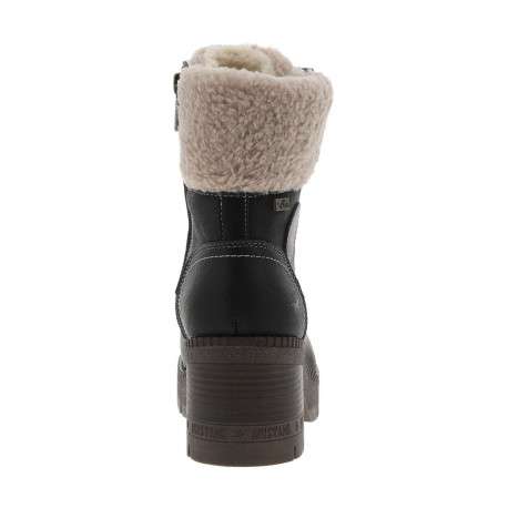 Bottines noires à talon décroché moyen avec un zip et des lacets ronds - Image 6