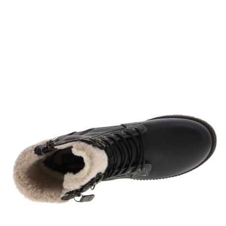 Bottines noires à talon décroché moyen avec un zip et des lacets ronds - Image 4