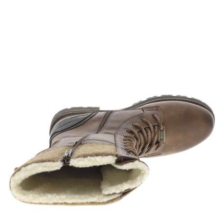 Bottes cognac à talon décroché bas avec un zip et des lacets ronds - Image 4