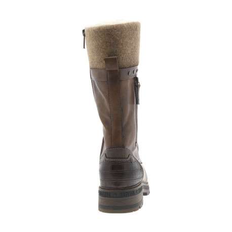 Bottes cognac à talon décroché bas avec un zip et des lacets ronds - Image 6
