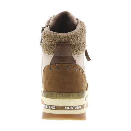 Baskets noisette à talon semi-compensé avec des lacets et un zip latéral - Image 6