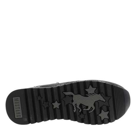 Baskets noires à talon semi-compensé avec des lacets et un zip latéral - Image 5