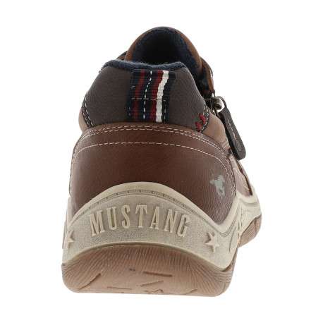 Sneakers cognac à talon plat avec des lacets et un zip latéral - Image 6