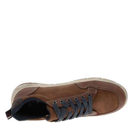 Sneakers cognac à talon plat avec des lacets et un zip latéral - Image 4