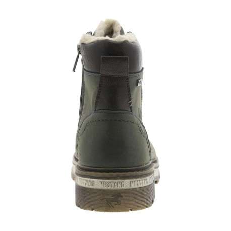 Bottines kaki à talon décroché bas avec un zip et des lacets ronds - Image 6