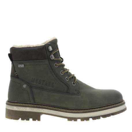 Bottines kaki à talon décroché bas avec un zip et des lacets ronds - Image 2