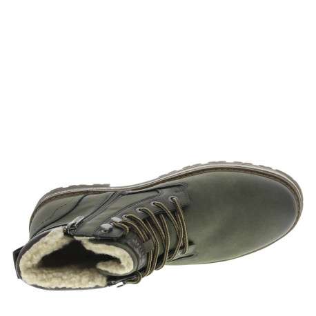 Bottines kaki à talon décroché bas avec un zip et des lacets ronds - Image 4