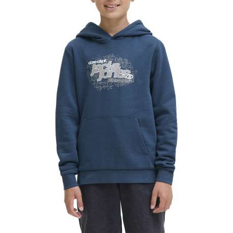 Sweat en coton mélangé bleu imprimé avec une coupe droite et un col à capuche - Image 3