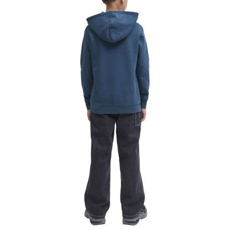 Sweat en coton mélangé bleu imprimé avec une coupe droite et un col à capuche - Image 4