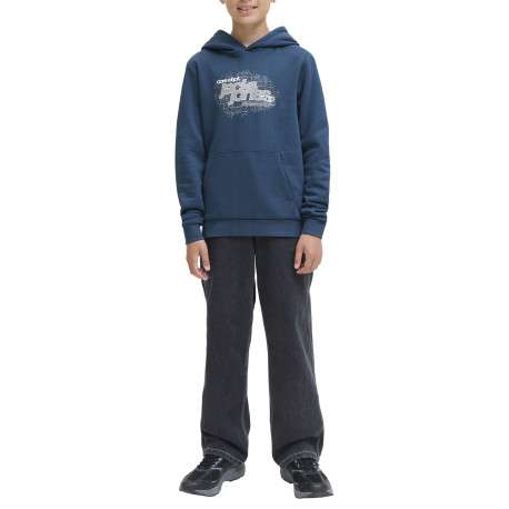 Sweat en coton mélangé bleu imprimé avec une coupe droite et un col à capuche - Image 6