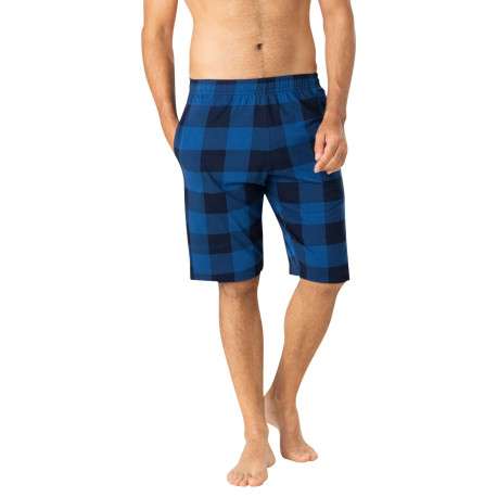 Pyjama en coton bleu à carreaux avec un col tunisien et des manches courtes - Image 4