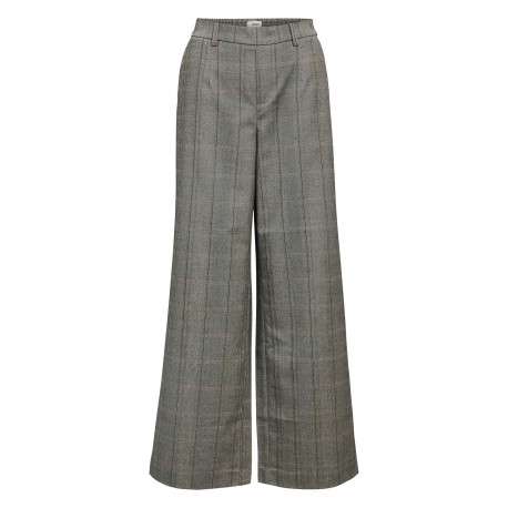 Pantalon chocolat à carreaux avec une coupe flare et une taille élastiquée