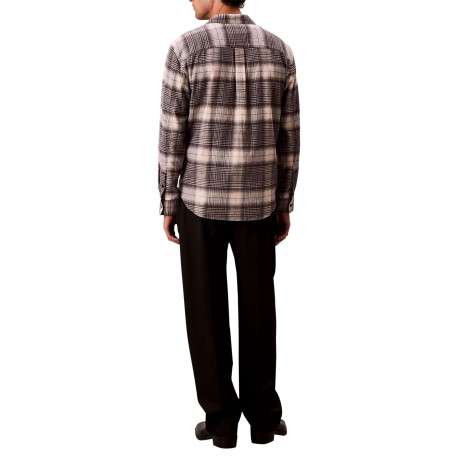 Chemise en coton beige et marron à carreaux avec des manches longues - Image 2