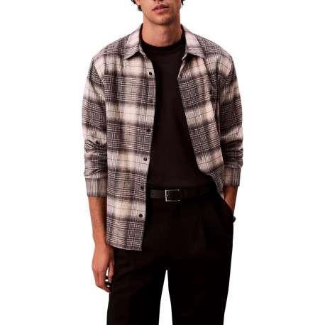 Chemise en coton beige et marron à carreaux avec des manches longues - Image 3