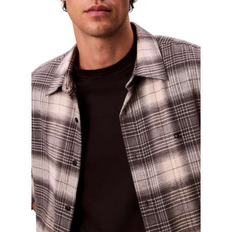 Chemise en coton beige et marron à carreaux avec des manches longues - Image 4