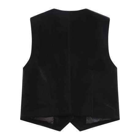 Gilet sans manches noir uni en velours avec une coupe ajustée - Image 2