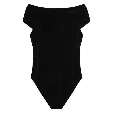Body sans manches noir uni en velours avec une coupe ajustée - Image 2