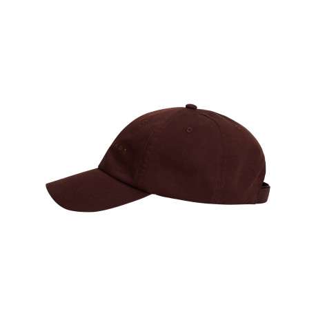 Casquette en coton biologique brune unie avec un logo brodé à l’avant - Image 3