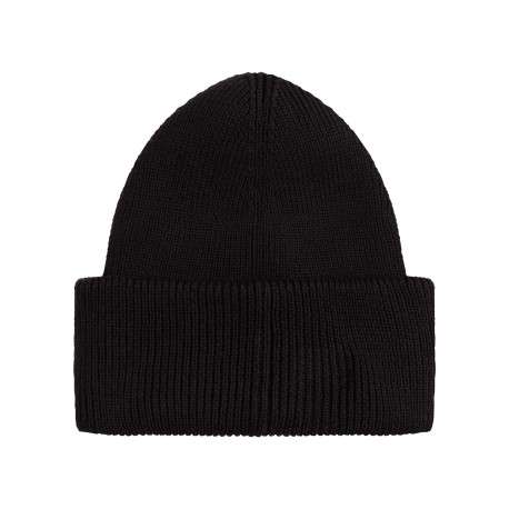 Bonnet en coton noir uni en bord-côte avec un tour de tête élastiqué - Image 2