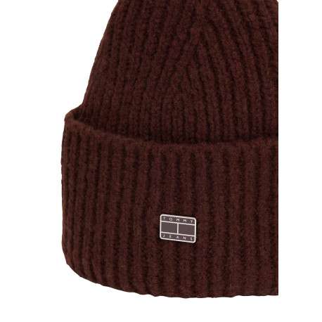 Bonnet en coton biologique brun uni avec un logo cousu à l’avant - Image 3