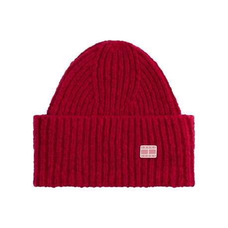 Bonnet en coton biologique fuchsia uni avec un logo cousu à l’avant