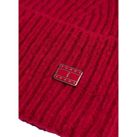 Bonnet en coton biologique fuchsia uni avec un logo cousu à l’avant - Image 3