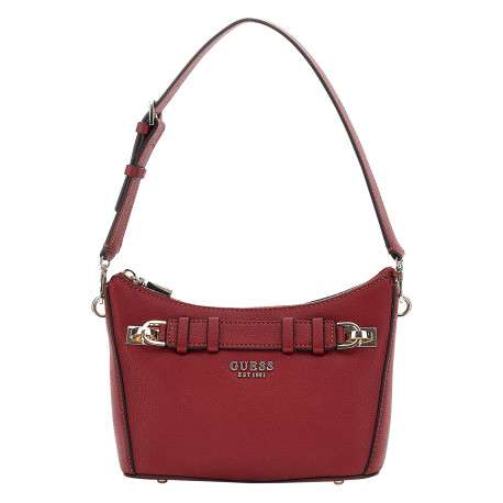 Sac à porté épaule rouge pourvu d'une fermeture zippée dorée
