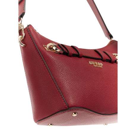 Sac à porté épaule rouge pourvu d'une fermeture zippée dorée - Image 4
