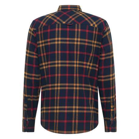 Chemise en coton marine camel et rouge à carreaux avec une coupe regular fit - Image 2