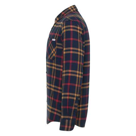 Chemise en coton marine camel et rouge à carreaux avec une coupe regular fit - Image 3