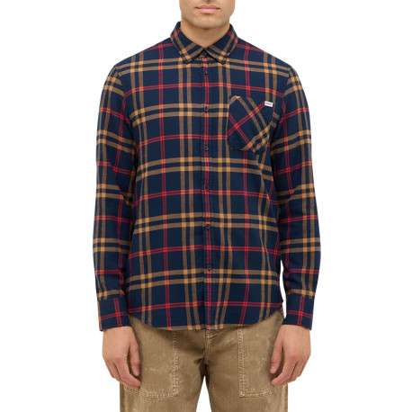 Chemise en coton marine camel et rouge à carreaux avec une coupe regular fit - Image 4