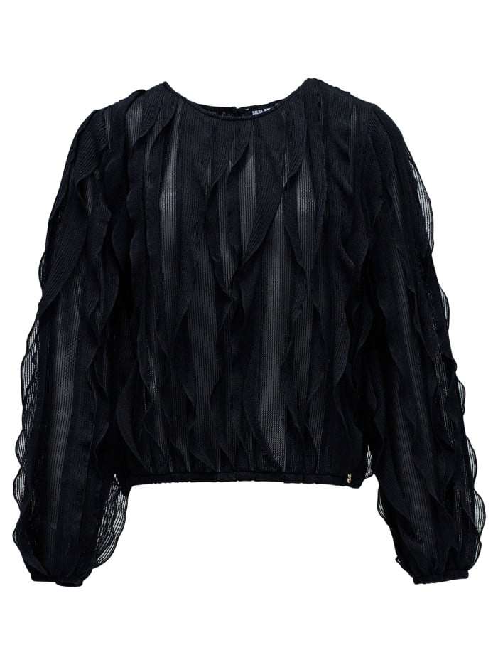 Blouse en coton noire unie...