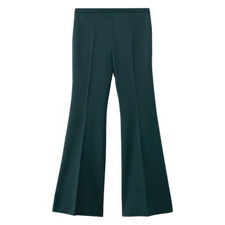 Pantalon Chino sapin pourvu d'une coupe flare et d'une taille élastiquée