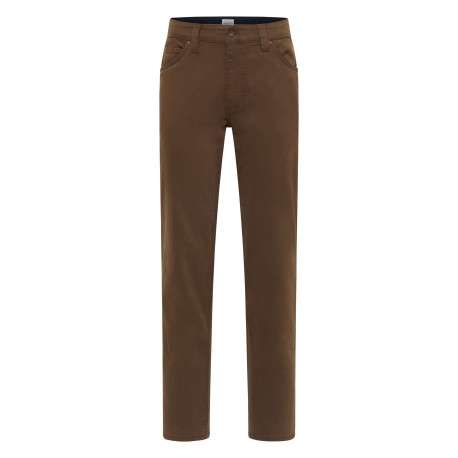Jean Tramper Straight en coton marron uni avec une coupe droite