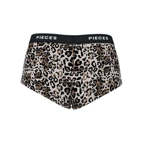 Culotte beige en coton à motif léopard imprimé avec des logos blancs - Image 2